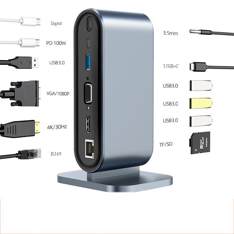 USB-C Hub 12-in-1 Vertical Multifunction Docking Station - MR-DOCK-01