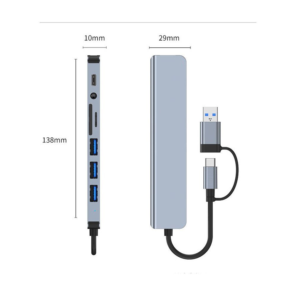 USB-C Docking Station 8-in-1 with TF and SD Card Reader and PD - MR-DOCK-02