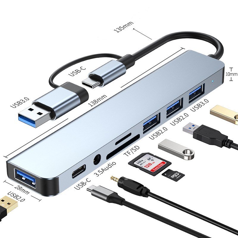 USB-C Docking Station 8-in-1 with TF and SD Card Reader and PD - MR-DOCK-02