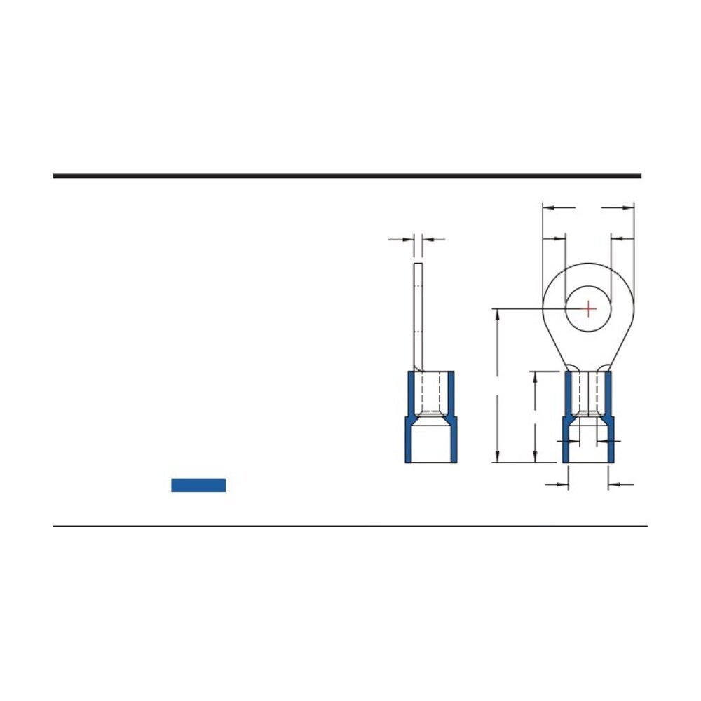 MR-DRNYL Series — DIN 46234 / 46237 Ring Terminals (Nylon-insulated, single crimp, long tongue)