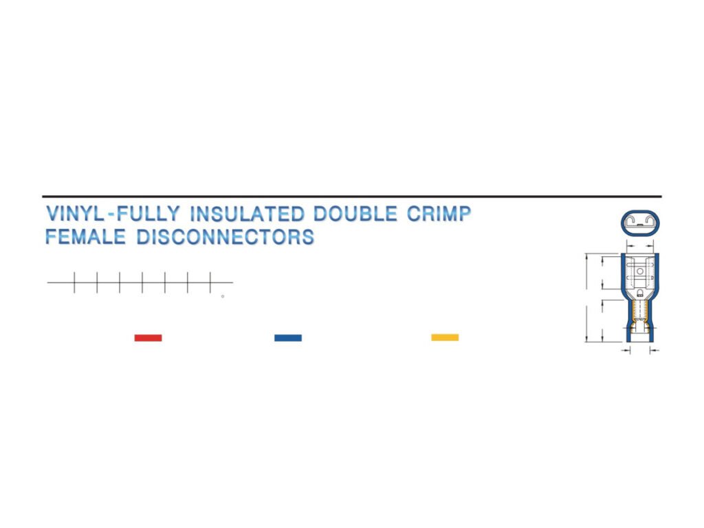 MR-FDFD Series — Fully-Insulated Female Disconnectors (Vinyl-insulated, double crimp with easy-entry copper sleeve)