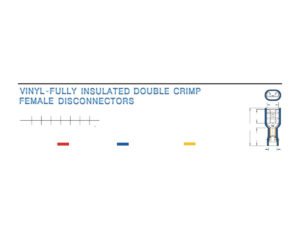 Fully-Insulated Female Disconnectors — dimensioned outline drawing