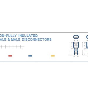 Fully-Insulated Female Disconnectors — dimensioned outline drawing