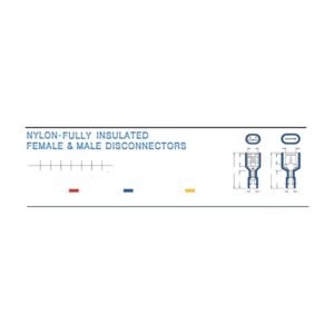 Fully-Insulated Female Disconnectors — dimensioned outline drawing