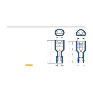 Fully-Insulated Female Disconnectors — dimensioned outline drawing