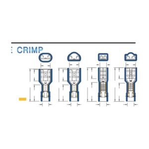 Fully-Insulated Female Disconnectors — dimensioned outline drawing