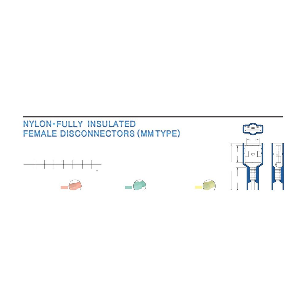 MR-MDFNY Series — Fully-Insulated Male Disconnectors (Nylon-insulated, single crimp)
