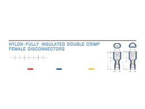Fully-Insulated Female Disconnectors — dimensioned outline drawing