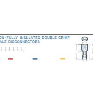 Fully-Insulated Female Disconnectors — dimensioned outline drawing