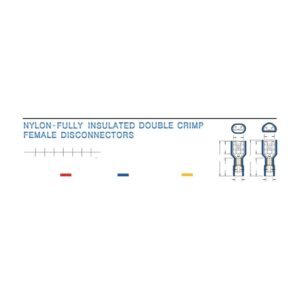 Fully-Insulated Female Disconnectors — dimensioned outline drawing