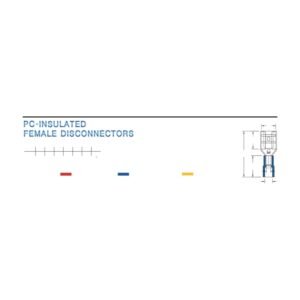 Female Disconnectors — dimensioned outline drawing