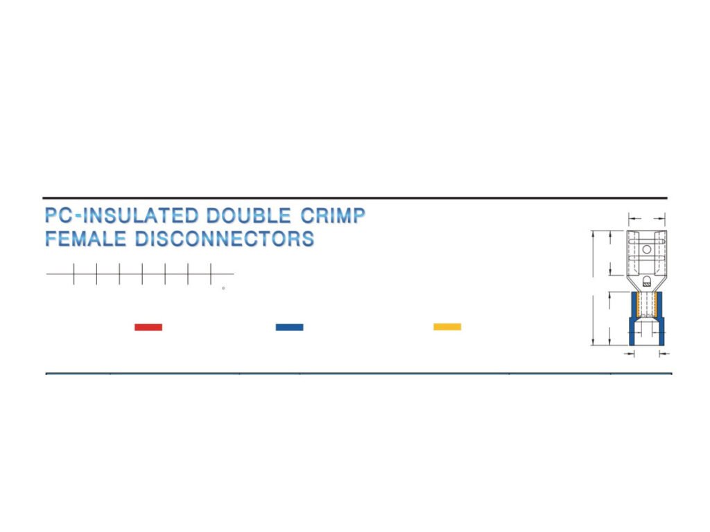 MR-FDNIDX Series — Female Disconnectors (PC-insulated, double crimp with short copper sleeve)