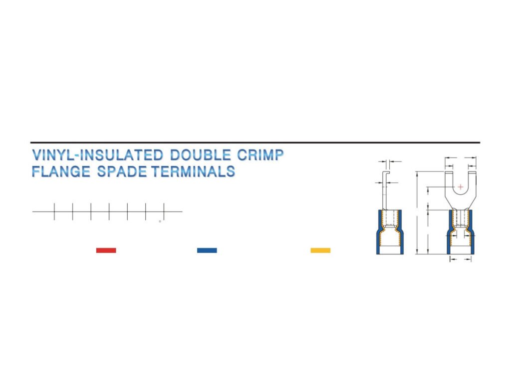 MR-FSD Series — Flange Spade Terminals (Vinyl-insulated, double crimp with easy-entry copper sleeve)