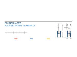Flange Spade Terminals — dimensioned outline drawing