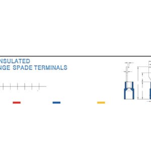 Flange Spade Terminals — dimensioned outline drawing