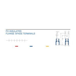 Flange Spade Terminals — dimensioned outline drawing