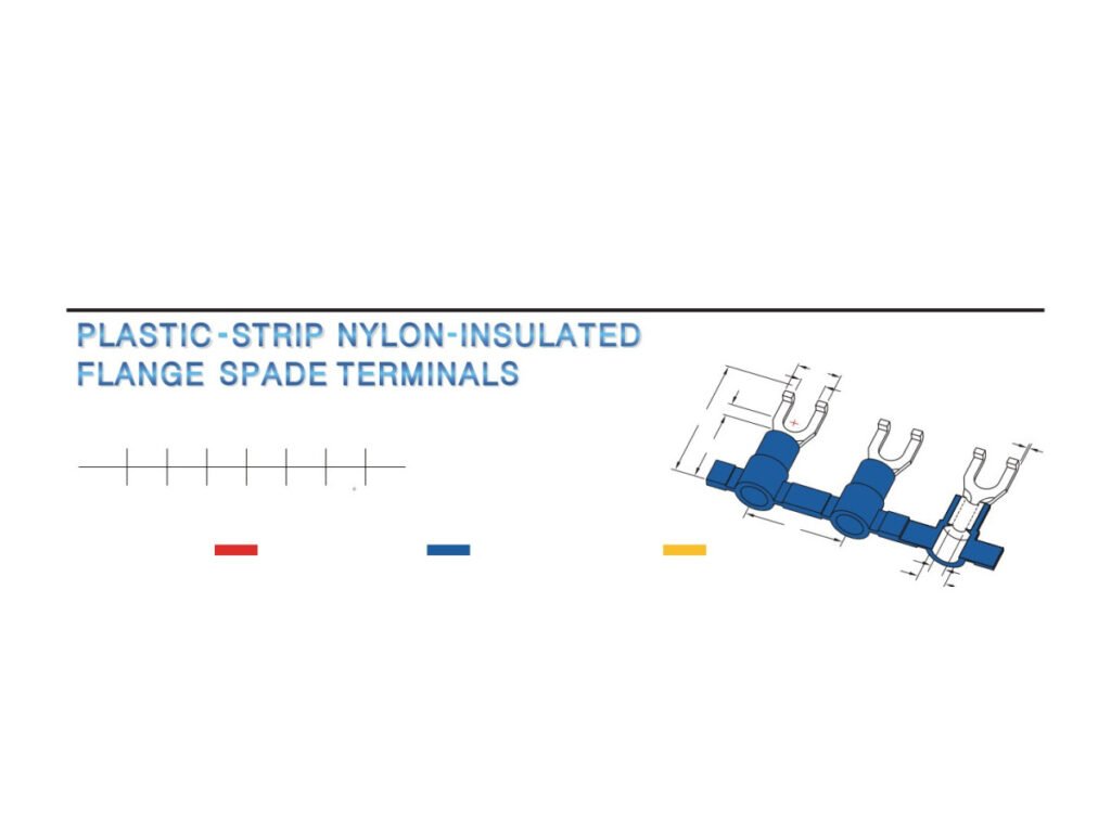 MR-FSNYB Series — Flange Spade Terminals (Nylon-insulated, single crimp, brazed seam)