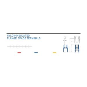 Flange Spade Terminals — dimensioned outline drawing