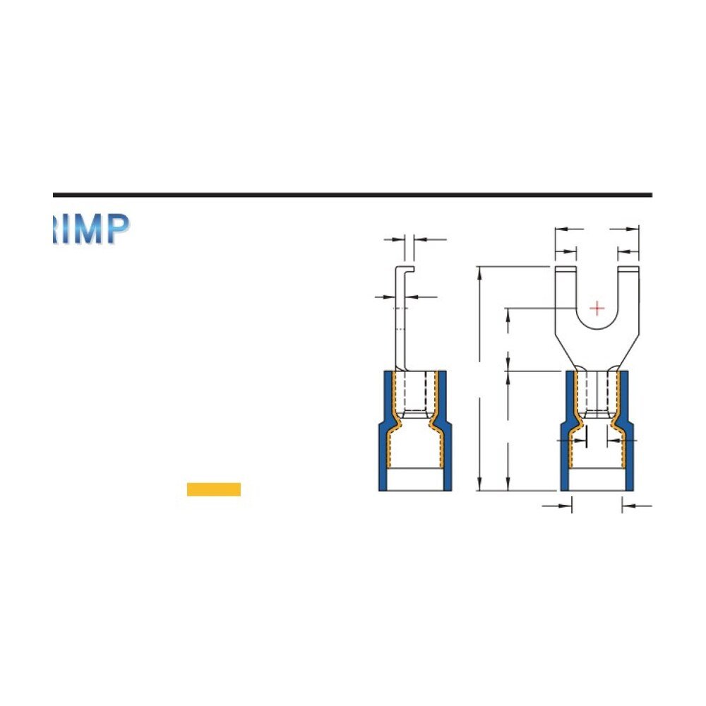 MR-FSNYDM Series — Flange Spade Terminals (Nylon-insulated, double crimp with easy-entry copper sleeve, medium tongue)