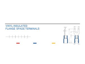 Flange Spade Terminals — dimensioned outline drawing