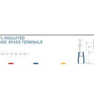 Flange Spade Terminals — dimensioned outline drawing