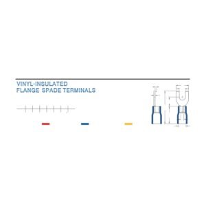 Flange Spade Terminals — dimensioned outline drawing