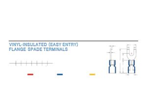 Flange Spade Terminals — dimensioned outline drawing