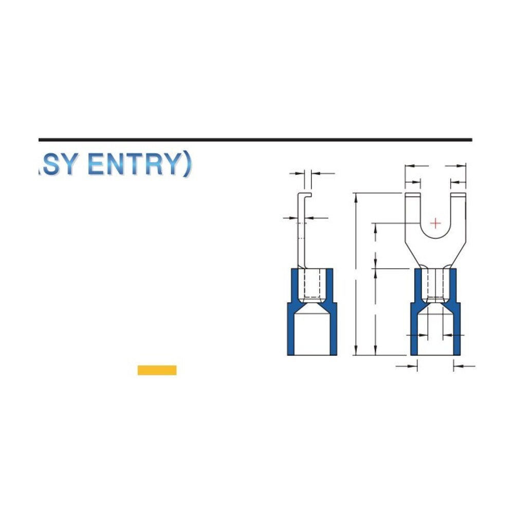 MR-FSVYBS Series — Flange Spade Terminals (Vinyl-insulated (moulded easy entry), brazed seam, narrow tongue)