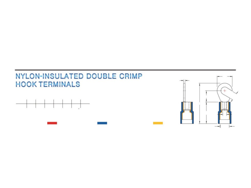 MR-HNYD Series — Hook Terminals (Nylon-insulated, double crimp with easy-entry copper sleeve)