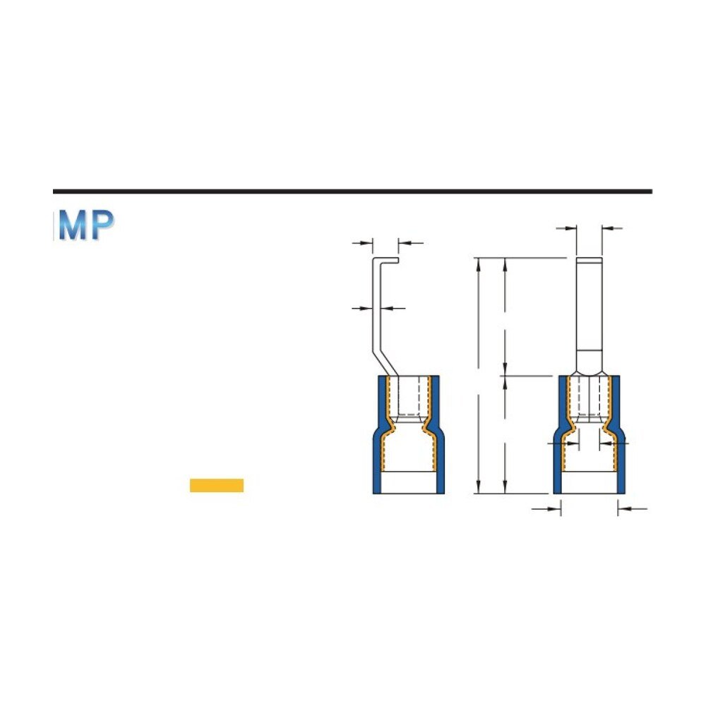 MR-LBD Series — Lipped Blade Terminals (Vinyl-insulated, double crimp with easy-entry copper sleeve)