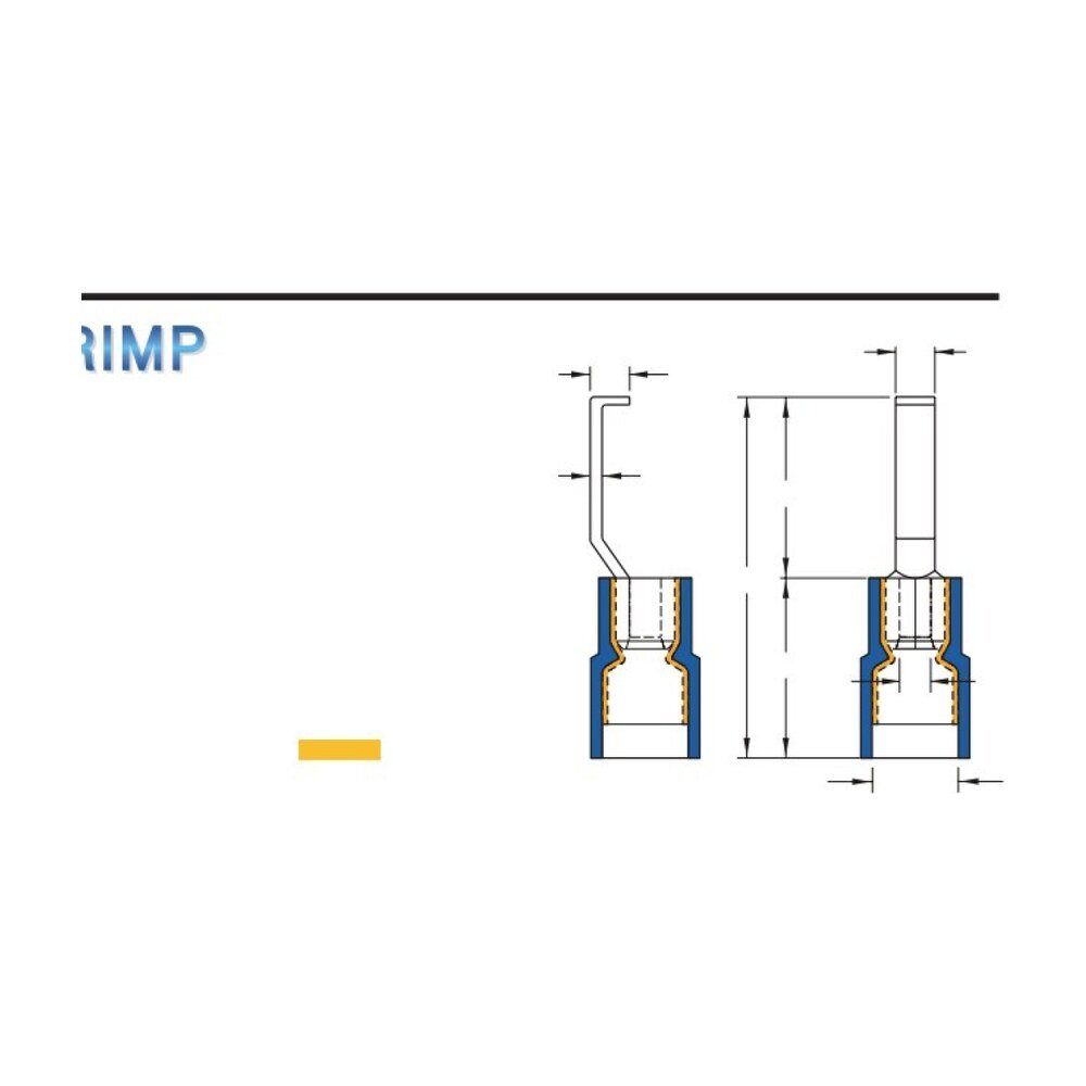 MR-LBNYD Series — Lipped Blade Terminals (Nylon-insulated, double crimp with easy-entry copper sleeve)
