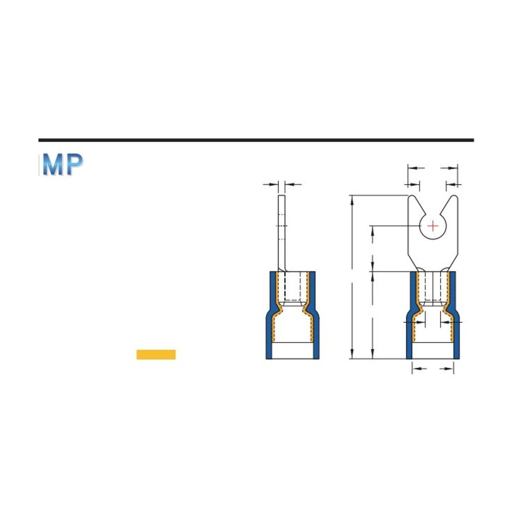 MR-LSD Series — Locking Spade Terminals (Vinyl-insulated, double crimp with easy-entry copper sleeve)