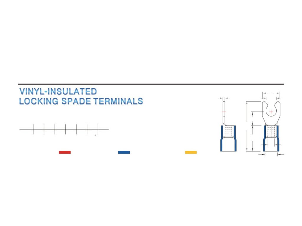 MR-LSV Series — Locking Spade Terminals (Vinyl-insulated, single crimp)