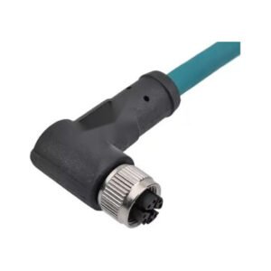 M12 8-Pin X-Coded Angled Female Connector, Overmolded, Shielded