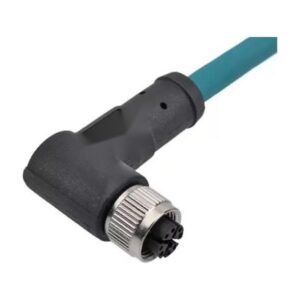M12 8-Pin X-Coded Angled Female Connector, Overmolded, Shielded