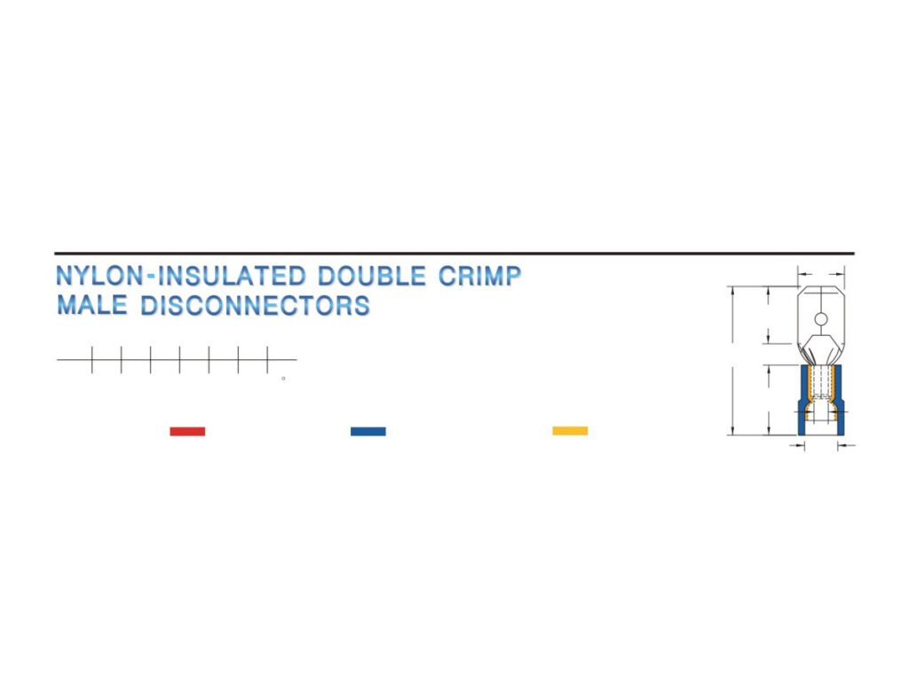 MR-MDNYD Series — Male Disconnectors (Nylon-insulated, double crimp with easy-entry copper sleeve)