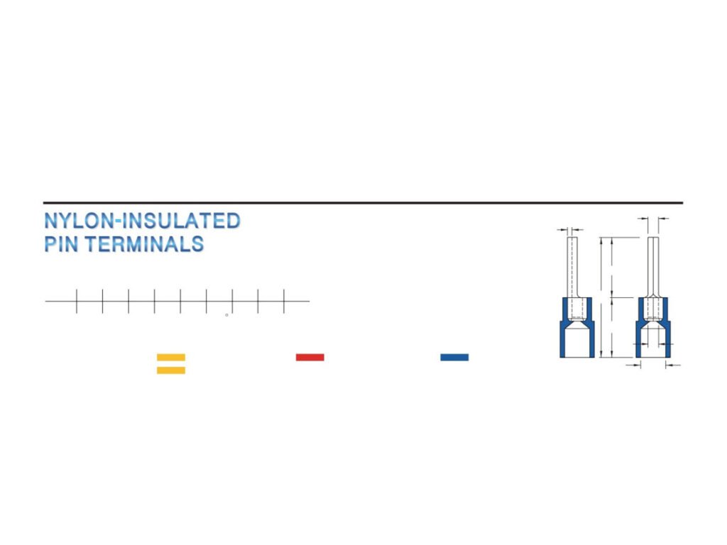 MR-PTNYB Series — Pin Terminals (Nylon-insulated, single crimp, brazed seam)