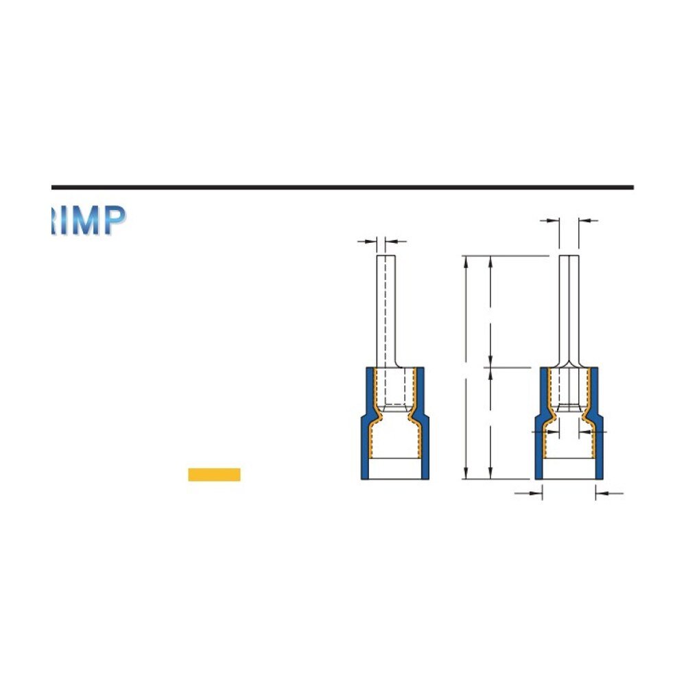 MR-PTNYD Series — Pin Terminals (Nylon-insulated, double crimp with easy-entry copper sleeve)