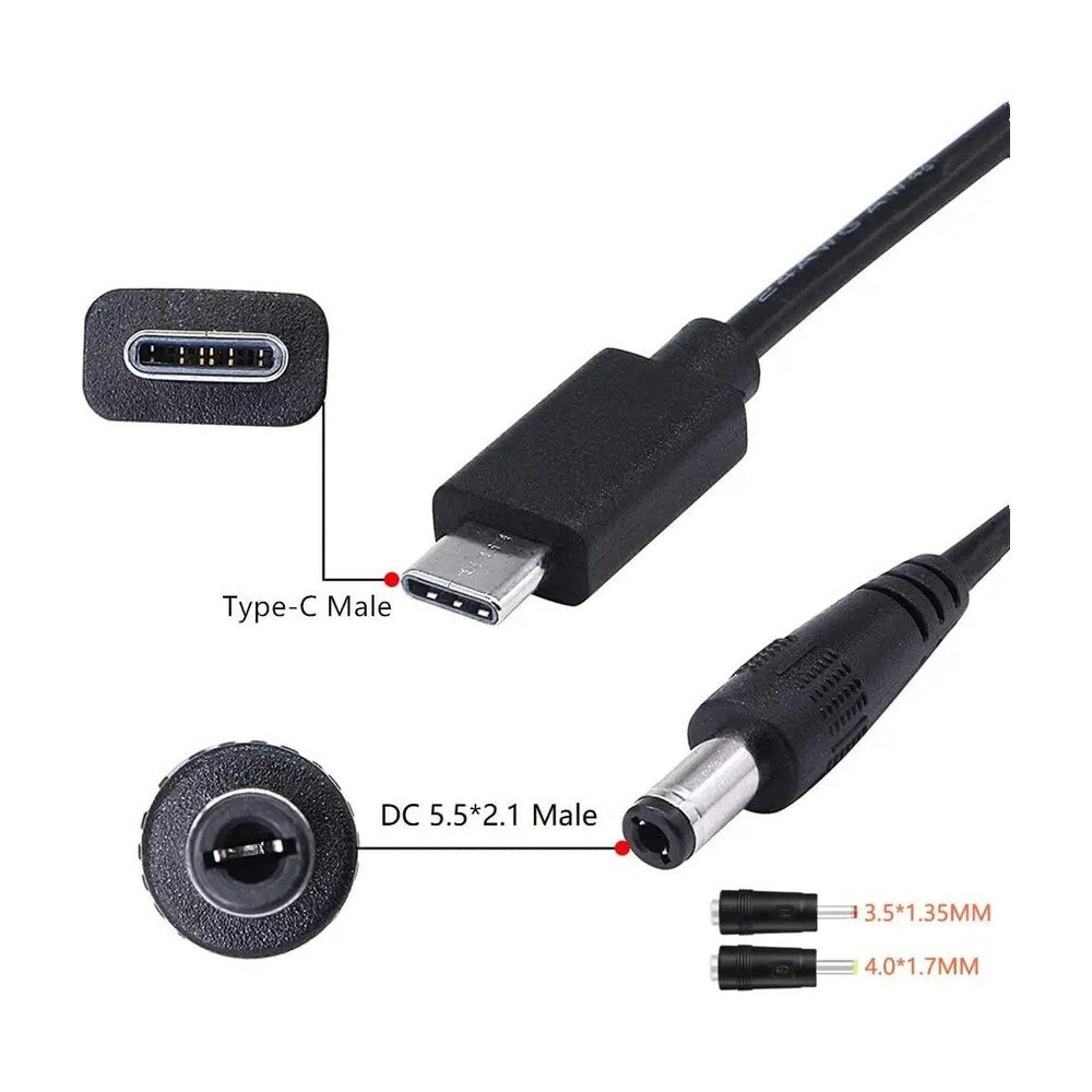 USB Type-C PD 15V 3A 45W to DC 5.5 x 2.1mm Power Cord - MR-PWR-04