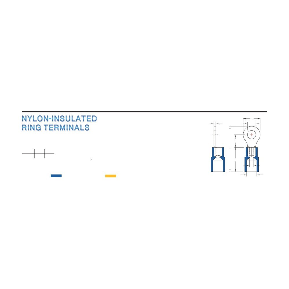 MR-RNYBS Series — Ring Terminals (Nylon-insulated, single crimp, brazed seam, narrow tongue)