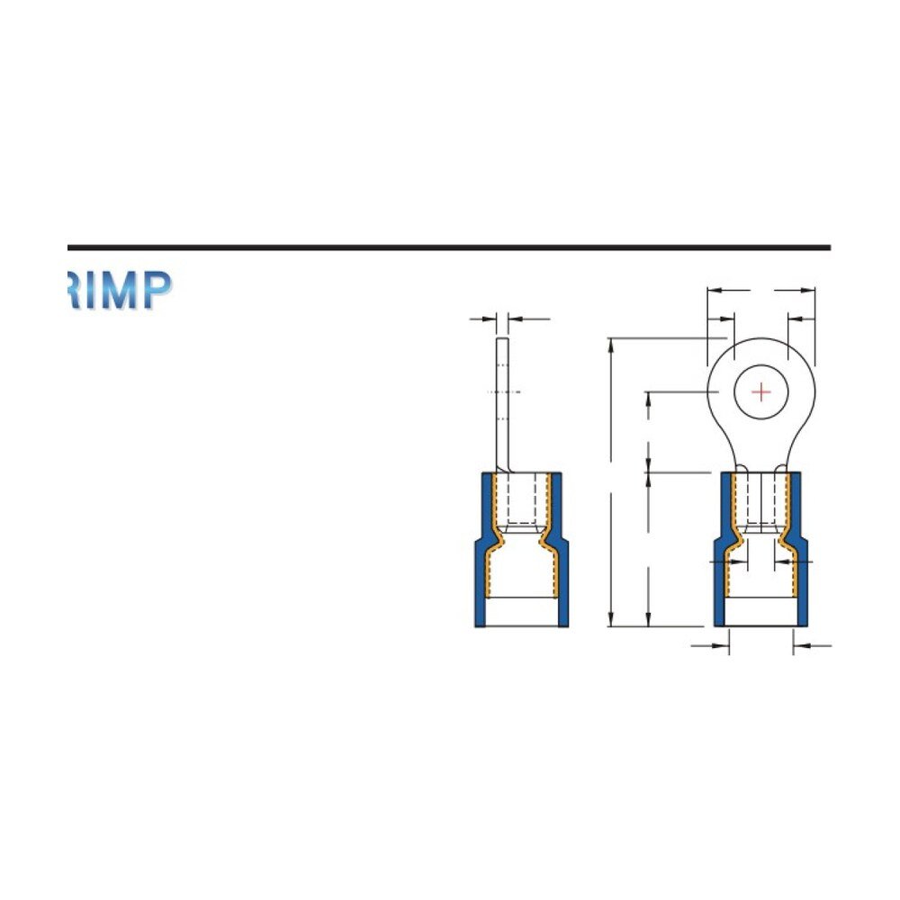 MR-RNYDS Series — Ring Terminals (Nylon-insulated, double crimp with easy-entry copper sleeve, narrow tongue)