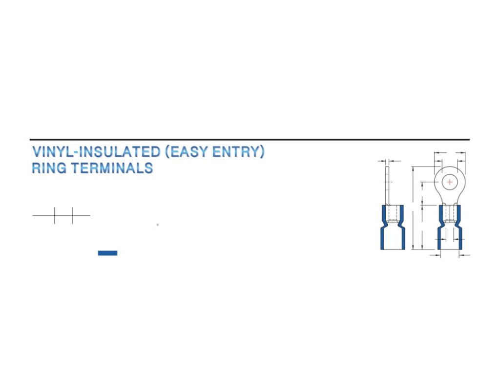 MR-RVEBL Series — Ring Terminals (Vinyl-insulated (easy entry), single crimp, brazed seam, long tongue)