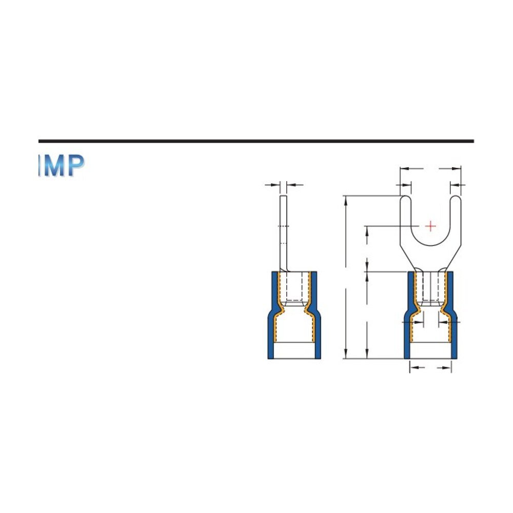 MR-SDS Series — Spade Terminals (Vinyl-insulated, double crimp with easy-entry copper sleeve, narrow tongue)