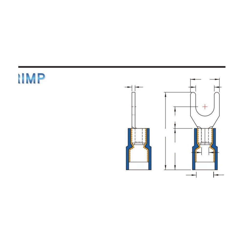 MR-SNYD Series — Spade Terminals (Nylon-insulated, double crimp with easy-entry copper sleeve)