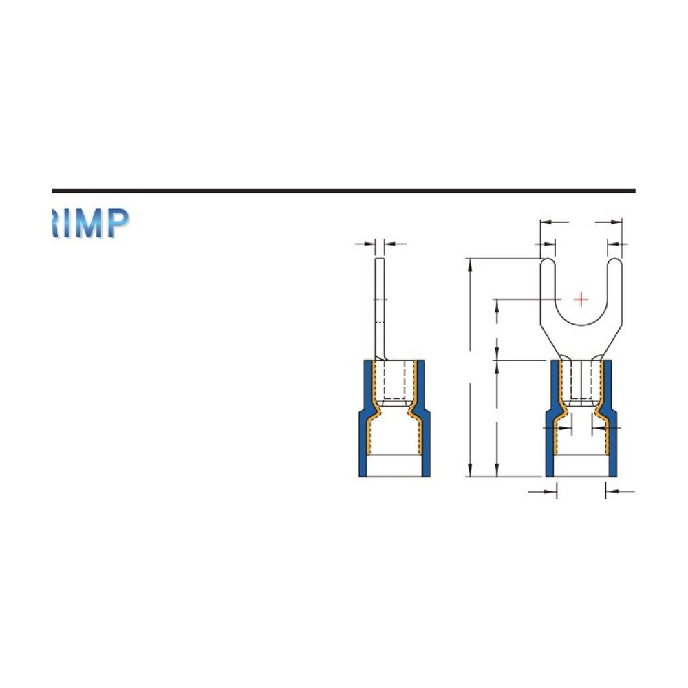 MR-SNYDM Series — Spade Terminals (Nylon-insulated, double crimp with easy-entry copper sleeve, medium tongue)