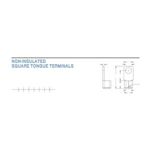 Square Tongue Terminals — dimensioned outline drawing