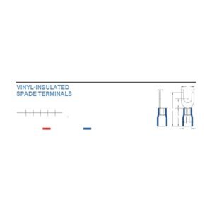 MR-SVBL Series — Spade Terminals (Vinyl-insulated, single crimp, brazed seam, long tongue)