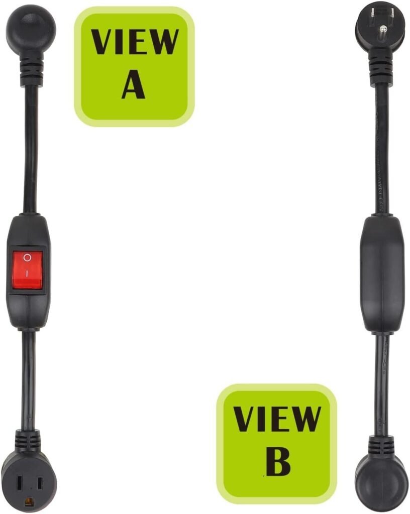 Angled Inline On/Off Switch Extension Cord 3-Prong 3 Outlet PVC Insulated Heavy Duty - MR-SW-01