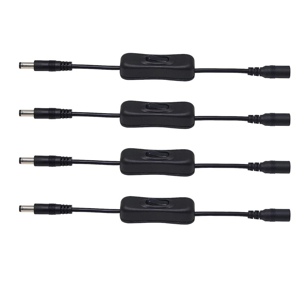 20cm DC 5.5mm x 2.1mm Male to Female 12V Copper PVC On/Off Switch Cable for LED CCTV - MR-SW-05