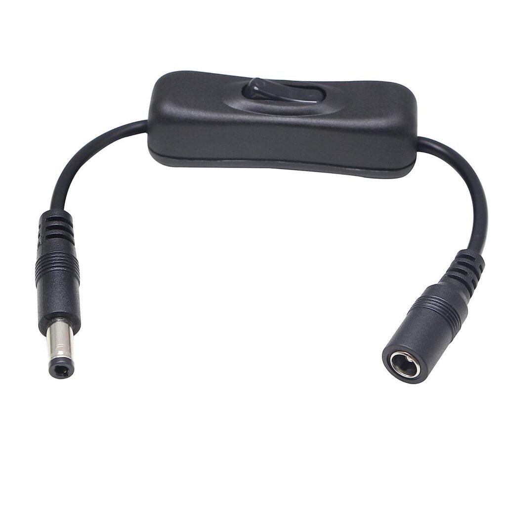 20cm DC 5.5mm x 2.1mm Male to Female 12V Copper PVC On/Off Switch Cable for LED CCTV - MR-SW-05